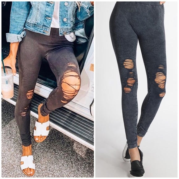Pants - CLEARANCE Vintage Seamless Destroyed Jeggings - Denim